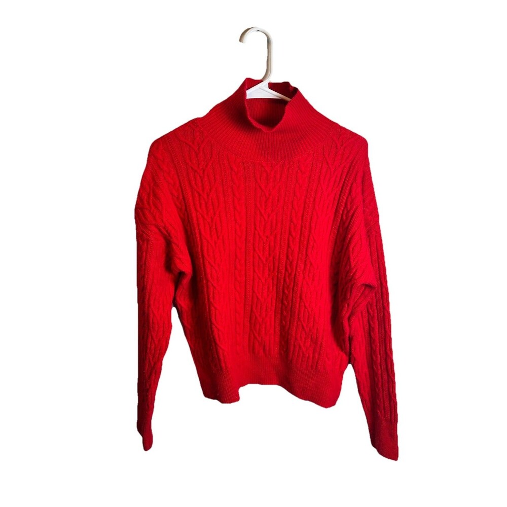 Berthmeer Red Cable Knit Wool Blend Sweater Size Medium